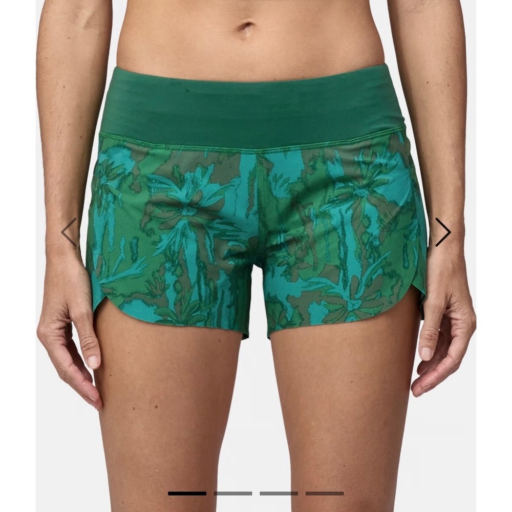 Patagonia Stretch Hydropeak Surf Shorts Green Floral Palm Women's Medium